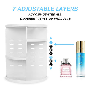 360 Makeup Organizer, DIY Detachable Spinning Cosmetic Makeup Caddy Storage DIsplay Bag Case Large Capacity Makeup Box Acrylic Vanity Organizer Box, Great for Countertop and Bathroom, White