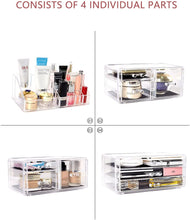 Load image into Gallery viewer, Makeup Organizer 4 Pieces Acrylic Jewelry and Cosmetic Storage Display Boxes with 9 Drawers