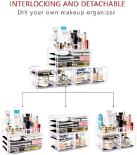 Load image into Gallery viewer, Makeup Organizer 4 Pieces Acrylic Jewelry and Cosmetic Storage Display Boxes with 9 Drawers