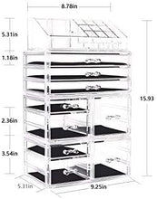 Load image into Gallery viewer, Makeup Organizer 4 Pieces Acrylic Jewelry and Cosmetic Storage Display Boxes with 9 Drawers