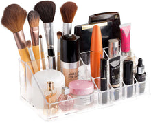 Load image into Gallery viewer, Clear Cosmetic Storage Organizer - Easily Organize Your Cosmetics, Jewelry and Hair Accessories. Looks Elegant Sitting on Your Vanity, Bathroom Counter or Dresser. Clear Design for Easy Visibility