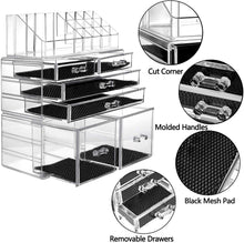 Load image into Gallery viewer, Makeup Organizer 3 Pieces Acrylic Cosmetic Storage Drawers and Jewelry Display Box, Clear