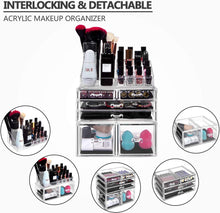 Load image into Gallery viewer, Makeup Organizer 3 Pieces Acrylic Cosmetic Storage Drawers and Jewelry Display Box, Clear
