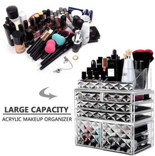 Load image into Gallery viewer, Makeup Organizer 3 Pieces Acrylic Cosmetic Storage Drawers and Jewelry Display Box, Clear Diamond Pattern