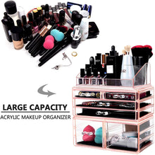 Load image into Gallery viewer, Makeup Organizer 3 Pieces Acrylic Cosmetic Storage Drawers and Jewelry Display Box, Pink
