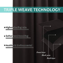 Load image into Gallery viewer, Bedroom Full Blackout Curtain Panels, Super Thick Insulated Grommet Drapes, Double-Layer Blackout Draperies with Black Liner for Small Window Set of 2 Panels Brown