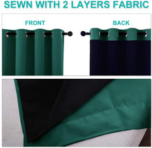 Load image into Gallery viewer, Bedroom Full Blackout Curtain Panels, Super Thick Insulated Grommet Drapes, Double-Layer Blackout Draperies with Black Liner for Small Window Set of 2 Panels  Hunter Green