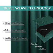 Load image into Gallery viewer, Bedroom Full Blackout Curtain Panels, Super Thick Insulated Grommet Drapes, Double-Layer Blackout Draperies with Black Liner for Small Window Set of 2 Panels  Hunter Green