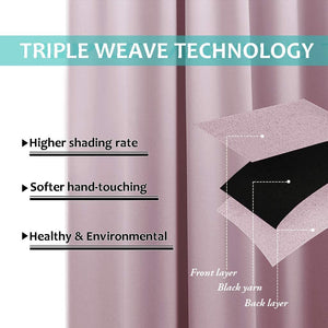 Bedroom Full Blackout Curtain Panels, Super Thick Insulated Grommet Drapes, Double-Layer Blackout Draperies with Black Liner for Small Window Set of 2 Panels Lavender Pink