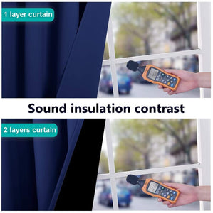 Bedroom Full Blackout Curtain Panels, Super Thick Insulated Grommet Drapes, Double-Layer Blackout Draperies with Black Liner for Small Window Set of 2 Panels Navy Blue
