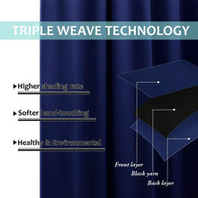 Load image into Gallery viewer, Bedroom Full Blackout Curtain Panels, Super Thick Insulated Grommet Drapes, Double-Layer Blackout Draperies with Black Liner for Small Window Set of 2 Panels Navy Blue