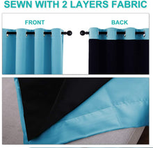 Load image into Gallery viewer, Bedroom Full Blackout Curtain Panels, Super Thick Insulated Grommet Drapes, Double-Layer Blackout Draperies with Black Liner for Small Window Set of 2 Panels Teal Blue