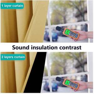 Bedroom Full Blackout Curtain Panels, Super Thick Insulated Grommet Drapes, Double-Layer Blackout Draperies with Black Liner for Small Window Set of 2 Panels Yellow