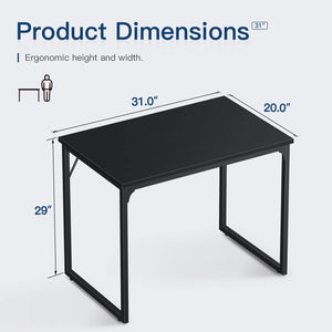 Computer Small Student School Writing Desk 31 inch,Work Home Office Desk for Small Space, Study Kids Black Desk