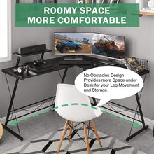 Load image into Gallery viewer, L-Shaped Desk 50.8&quot; Computer Corner Desk, Home Gaming Desk, Office Writing Workstation with Large Monitor Stand, Space-Saving, Easy to Assemble, Black