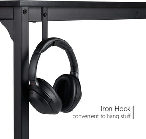 Computer Desk 32" Study Writing Table for Home Office, Modern Simple Style PC Desk, Black Metal Frame, Black