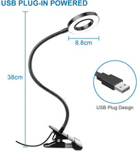 Load image into Gallery viewer, Desk Lamp Clip Light, Woputne 10 Dimmable Brightness 3 Light Modes Reading Light, Clamp Bedside Lamp for Video, Study, Painting, Piano, Craft, Study, Work (Black)