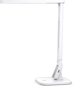 TT-DL02 LED Desk Lamp with USB Charging Port, 4 Lighting Modes with 5 Brightness Levels, 1h Timer, Touch Control, Memory Function, White, 14W, Official Member of Philips Enabled Licensing