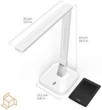 Load image into Gallery viewer, TT-DL02 LED Desk Lamp with USB Charging Port, 4 Lighting Modes with 5 Brightness Levels, 1h Timer, Touch Control, Memory Function, White, 14W, Official Member of Philips Enabled Licensing