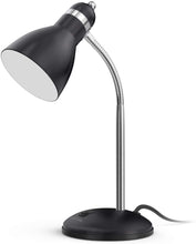 Load image into Gallery viewer, Metal Desk Lamp, Adjustable Goose Neck Table Lamp, Eye-Caring Study Desk Lamps for Bedroom, Study Room and Office (Black)