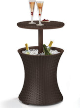 Load image into Gallery viewer, Pacific Cool Bar Outdoor Patio Furniture and Hot Tub Side Table with 7.5 Gallon Beer and Wine Cooler, Brown