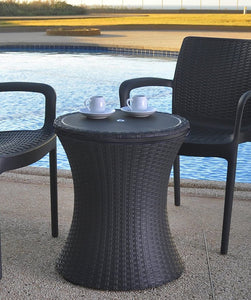 Pacific Cool Bar Outdoor Patio Furniture and Hot Tub Side Table with 7.5 Gallon Beer and Wine Cooler, Brown