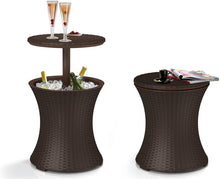 Load image into Gallery viewer, Pacific Cool Bar Outdoor Patio Furniture and Hot Tub Side Table with 7.5 Gallon Beer and Wine Cooler, Brown