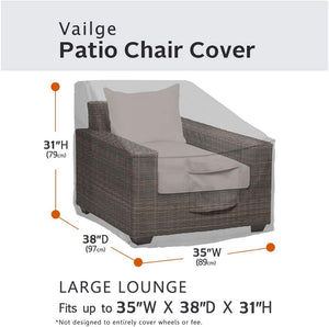 Vailge Patio Chair Covers, Lounge Deep Seat Cover, Heavy Duty and Waterproof Outdoor Lawn Patio Furniture Covers (Grey)