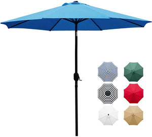 Patio, Lawn & Garden 9' Patio Umbrella Outdoor Table Umbrella with 8 Sturdy Ribs (Blue)