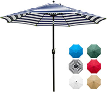 Load image into Gallery viewer, Patio, Lawn &amp; Garden 9&#39; Patio Umbrella Outdoor Table Umbrella with 8 Sturdy Ribs (Blue and White)