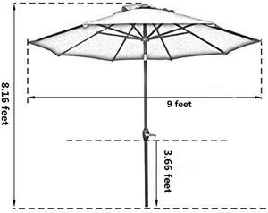 Patio, Lawn & Garden 9' Patio Umbrella Outdoor Table Umbrella with 8 Sturdy Ribs (Dark Green)