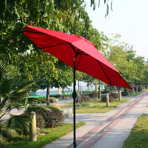 Patio, Lawn & Garden 9' Patio Umbrella Outdoor Table Umbrella with 8 Sturdy Ribs (Red)