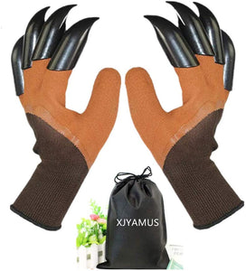 Garden Genie Gloves, Waterproof Garden Gloves with Claw For Digging Planting, Best Gardening Gifts for Women and Men. (Brown)