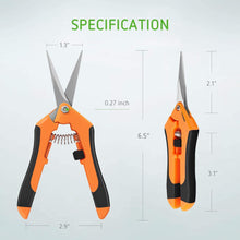 Load image into Gallery viewer, 6.5 Inch Gardening Hand Pruner Pruning Shear with Straight Stainless Steel Blades Orange