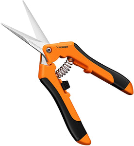 6.5 Inch Gardening Hand Pruner Pruning Shear with Straight Stainless Steel Blades Orange