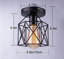Load image into Gallery viewer, Semi-Flush Mount Ceiling Light E26 E27 Retro Black Industrial Ceiling Light Fixture for Porch Hallway Kitchen Farmhouse Lighting 2 Pack