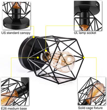 Load image into Gallery viewer, Semi-Flush Mount Ceiling Light E26 E27 Retro Black Industrial Ceiling Light Fixture for Porch Hallway Kitchen Farmhouse Lighting 2 Pack
