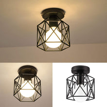 Load image into Gallery viewer, Semi-Flush Mount Ceiling Light E26 E27 Retro Black Industrial Ceiling Light Fixture for Porch Hallway Kitchen Farmhouse Lighting 2 Pack