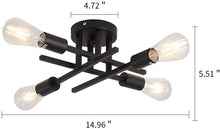 Load image into Gallery viewer, Semi Flush Mount 4 Light Ceiling Light Matte Black with E26 Base Modern Chandelier for Farmhouse Kitchen Dining Room Bedroom Study Living Room