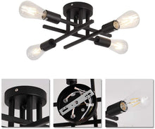 Load image into Gallery viewer, Semi Flush Mount 4 Light Ceiling Light Matte Black with E26 Base Modern Chandelier for Farmhouse Kitchen Dining Room Bedroom Study Living Room
