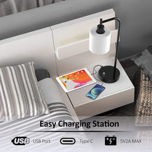 Load image into Gallery viewer, Table Lamp, Industrial Table Lamp with White Jade Glass Shade, LED Bulb Included, with Dimmable Function, Type C USB Port ,Nightstand Reading Lamps for Bedside, Study Room, Office (Black)