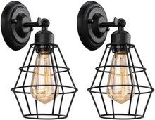 Load image into Gallery viewer, Industrial Wall Sconce, 2 Pack, Vintage Wire Cage Wall Lighting Sconce, Farmhouse Wall Lighting Fixture for Bedroom, Headboard,Garage, Porch