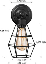 Load image into Gallery viewer, Industrial Wall Sconce, 2 Pack, Vintage Wire Cage Wall Lighting Sconce, Farmhouse Wall Lighting Fixture for Bedroom, Headboard,Garage, Porch