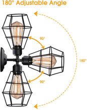Load image into Gallery viewer, Industrial Wall Sconce, 2 Pack, Vintage Wire Cage Wall Lighting Sconce, Farmhouse Wall Lighting Fixture for Bedroom, Headboard,Garage, Porch