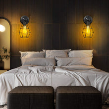 Load image into Gallery viewer, Industrial Wall Sconce, 2 Pack, Vintage Wire Cage Wall Lighting Sconce, Farmhouse Wall Lighting Fixture for Bedroom, Headboard,Garage, Porch