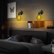 Load image into Gallery viewer, Industrial Wall Sconce, 2 Pack, Vintage Wire Cage Wall Lighting Sconce, Farmhouse Wall Lighting Fixture for Bedroom, Headboard,Garage, Porch