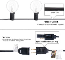 Load image into Gallery viewer, Outdoor String Lights 25 Feet G40 Globe Patio Lights with 26 Edison Glass Bulbs(1 Spare), Waterproof Connectable Hanging Lights for Backyard Porch Balcony Party Decor, E12 Socket Base, Black
