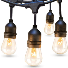 Load image into Gallery viewer, 48 FT ADDLON Outdoor String Lights Commercial Grade Weatherproof Strand Edison Vintage Bulbs 15 Hanging Sockets, UL Listed Heavy-Duty Decorative Cafe Patio Lights for Bistro Garden