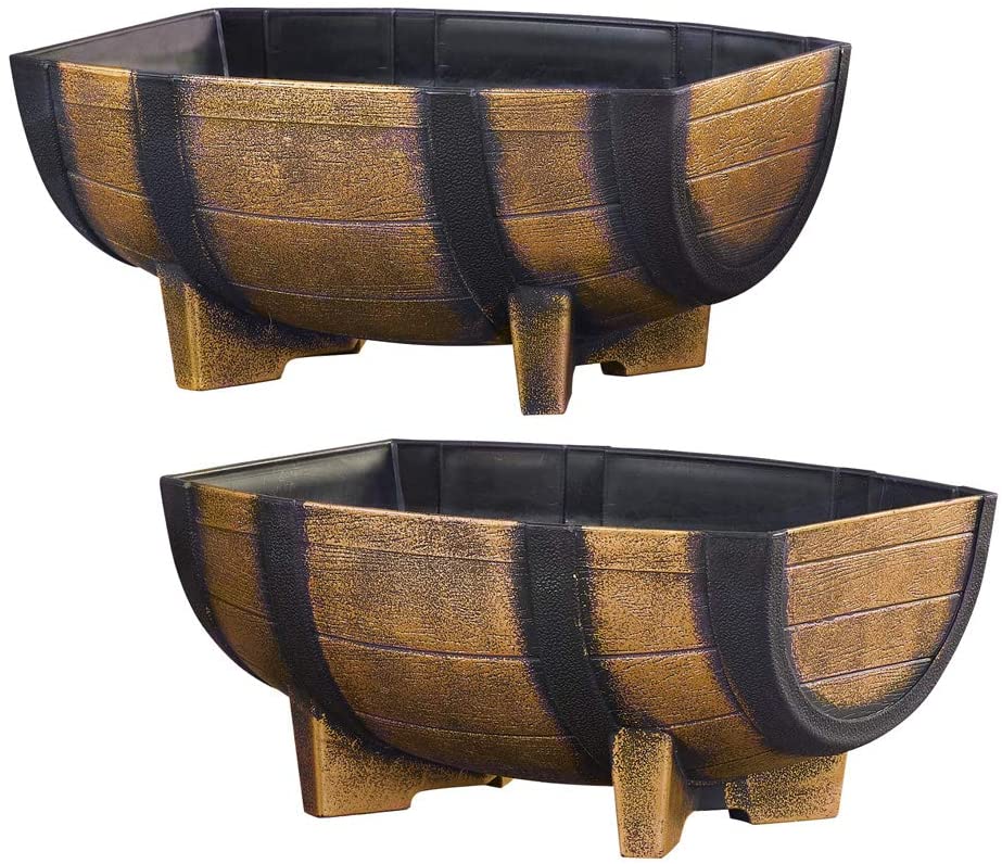half barrel planter plastic Rustic Half Barrel Planters