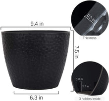 Load image into Gallery viewer, Outdoor Indoor Planters Flower Pots - 9.4 Inch Planter Pot Containers, Plant Pots, Black, Honeycomb